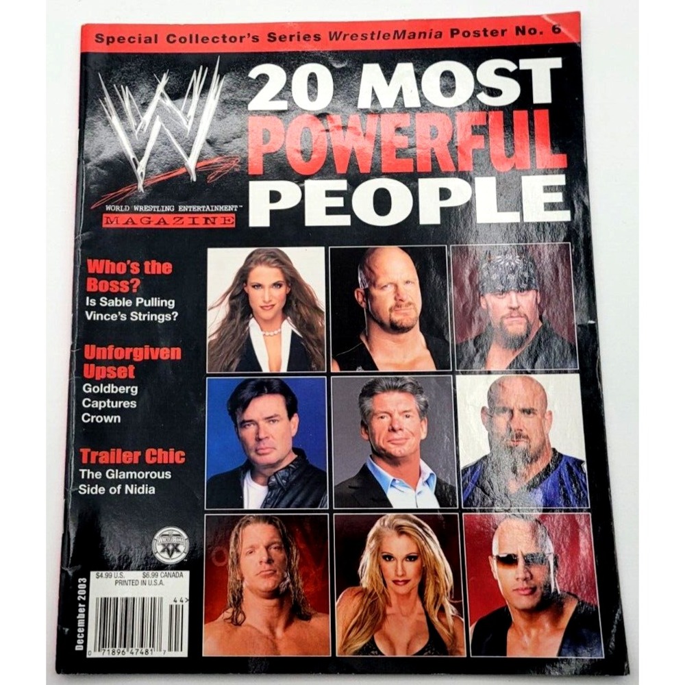 WWE MAGAZINE DEC 2003‎ THE ROCK GOLDBERG SHAWN MICHAELS WRESTLEMANIA VI POSTER